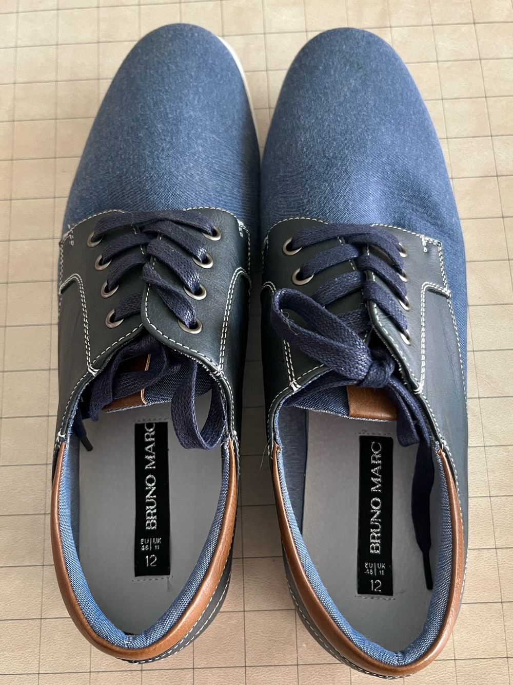 Men’s Bruno Marc Navy Casual Lace-Up Shoes, US 12